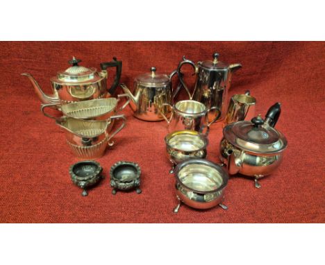 Elkington & Yeoman silver plated teasets together with EPBM teaset and salts.