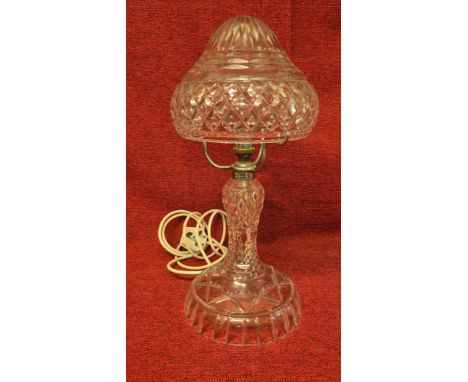 Crystal glass table lamp standing 42cm tall.