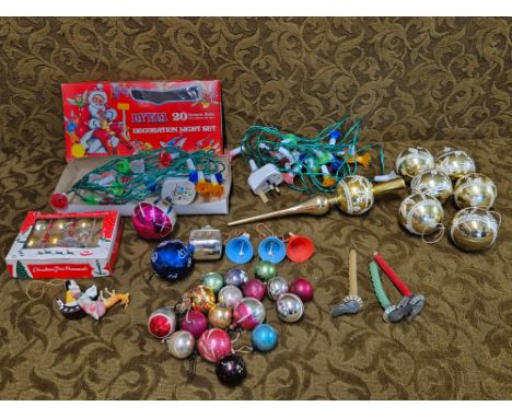 Vintage Christmas lights and decorations.