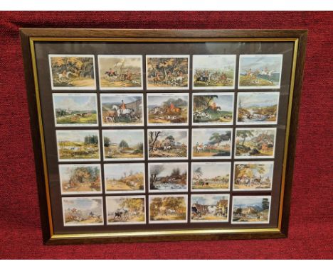 Players framed cigarette cards Old Hunting Prints, full framed original set of 25.