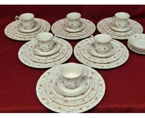 Paragon china First Choice floral design 6 place tea and dinner set comprising 30 pieces with 5 spare saucers.  One tea plate