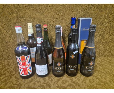 Mixed wines and spirits to include Hardys wines, Pimms, Prosecco, etc.