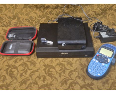 Kesu & Seagate hard drives, Alhua 4 channel CCTV recorder and Dymo Letatag label printer.