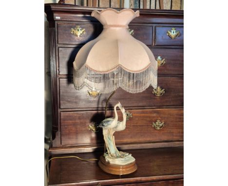 Modern figural table lamp, 2 wading birds marked Giuseppe Armani, Florence with Gypsy shade.