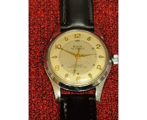 Vintage Avia Olympic gents wristwatch in working condition.