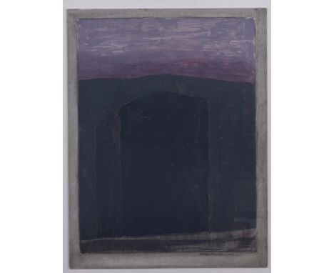 Hermann BACHMANN (1922-1995)"Häusergiebel im Morgenrot",Gemälde - Acryl auf Papier, 32,5 cm x 25 cm,rechts unten signiert und