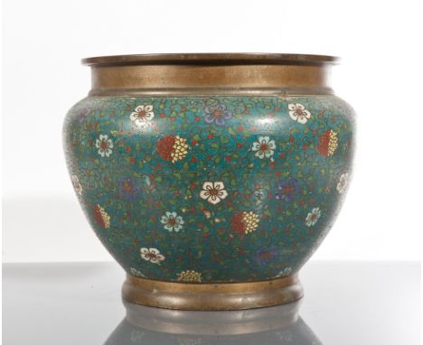 CHINESE ENAMEL JARDINIERE
with floral decoration, 26.5cm diameter (base lacking)