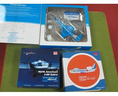 Two Boxed Model Aeroplanes, 1:72 Scale JC Wings Lockheed F104 Starfighter and Hobbymaster North American F86 Sabre, unchecked