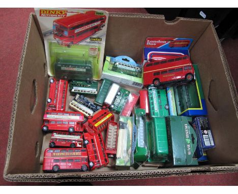A Quantity of Boxed and Loose Diecast Buses, including Solido Routemaster, Shamrock Heritage Collection, Dinky 1017 Metal Rou