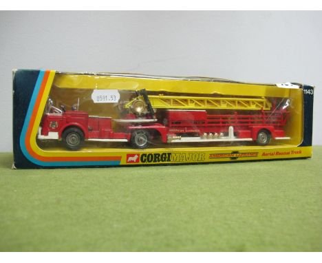 Corgi Major No 1143 American "Le France" Aerial Rescue Truck, overall red/white - yellow ladder very good (Dusty) within good