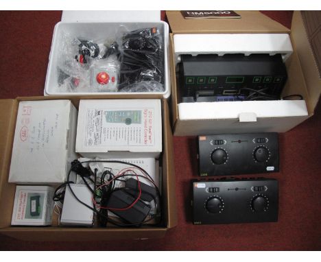 A "H and M" Ref No HM5000 Advance Power Transmitter, three HM2000 controllers, a Bachmann controller, plus four items by "ZTC