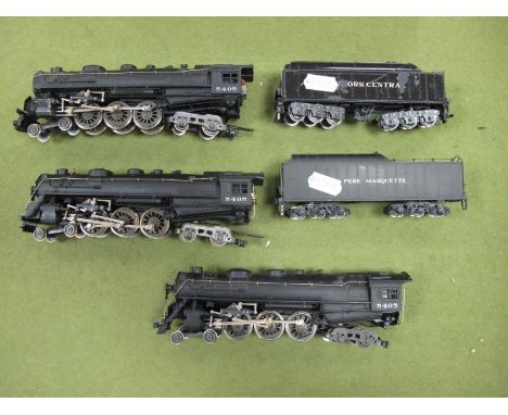 Three Rivarossi 'HO' Gauge 4-6-4 U.S.A Outline Steam Locomotives, overall black R/No 5405, locomotives good, but two with ass