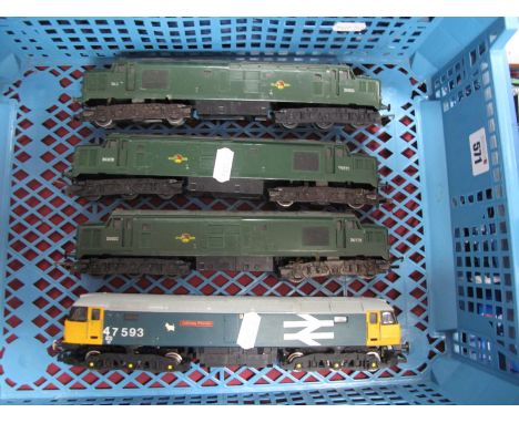 Three Triang 'OO' Gauge/4mm "Deltic" Co-Co Diesel Locomotives, BR green R/No D6830, plus a Hornby Class 47 Co-Co diesel " Gal