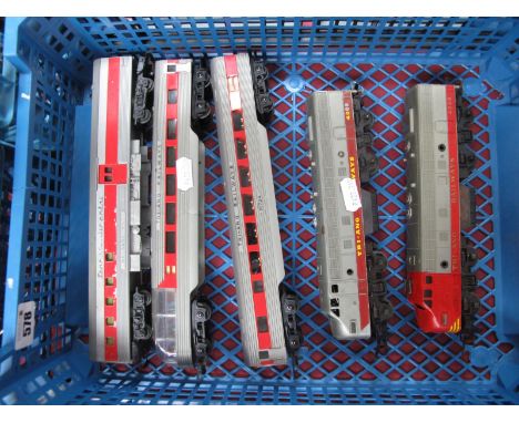 Two Triang 'OO' Gauge/4mm Unboxed Bo-Bo Transcontinental Powered Diesel Locomotive, grey/red  R/No H008 plus three unboxed co