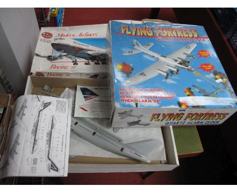 A Large Scale Model of a U.S.A "Flying Fortress" Military Aeroplane Fitted with a Quartz Alarm Clock, boxed, appears in very 