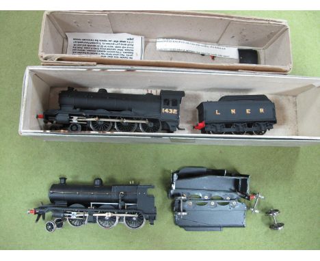 Two 'OO' Gauge/4mm Kit Built Steam Locomotives and Six Wheel Tenders, 4-6-0 L.N.E.R matt black with R/No 14732 (good), and 2-