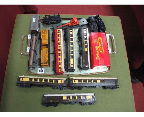 A Boxed Tri-ang 'OO' Gauge/'HO' Gauge R.52 Tank Loco, black livery, (box tatty), three other tank loco's, six Tri-ang coaches
