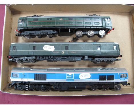 Three 'OO' Gauge/4mm Unboxed Locomotives, Triang EM2 Class 77 Co-Co BR green R/No 27000, pantograph's ok but missing small pa