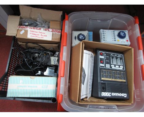 A Quantity of Railway Controllers Etc, two Duettes and a switch console by "H and M", hand units by Farish, examples by Hornb