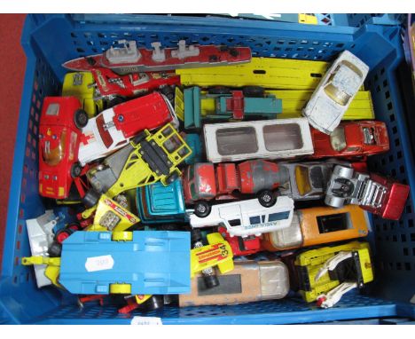 A Tray of Loose Diecast Vehicles, to include Matchbox K-28, Binz Amblulance K-6/11 pickup truck, K-18 dodge tractor, K-32/40 