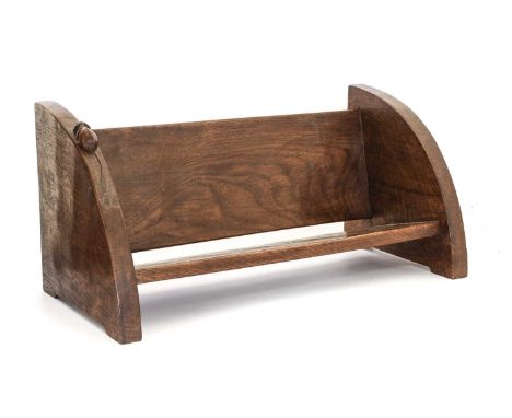 Workshop of Robert Mouseman Thompson (Kilburn): An English Oak Book Trough, with carved mouse trademark, 43cm wideLight scrat