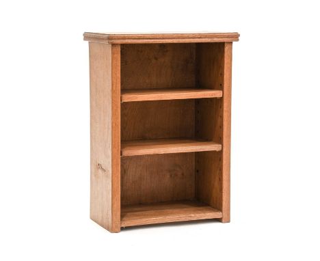 Workshop of Robert Mouseman Thompson (Kilburn): An English Oak Bedside Bookcase, with two adjustable shelves, with recessed c