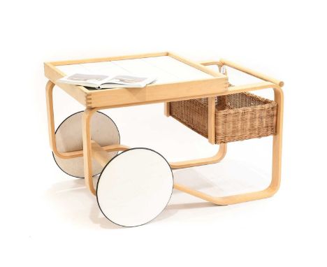 Alvar Aalto (1898-1976): A Modernist Birchwood 100/900 Tea Trolley, designed for Artek, the rectangular galleried top with wh