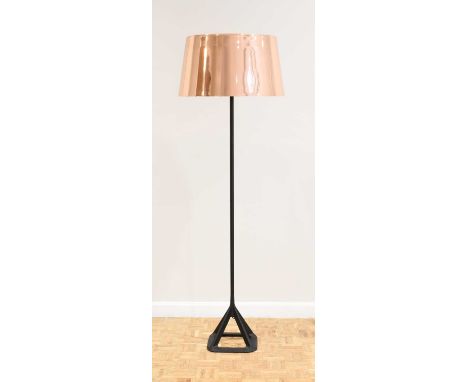 A Tom Dixon Base Floor Lamp, 2014, spun copper shade, cast iron base, stamped TOM DIXON LONDON, labelled Tom Dixon Model BSF0