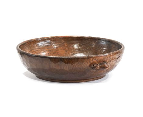 Workshop of Robert Mouseman Thompson (Kilburn): An English Oak Circular Fruit Bowl, circa 1959, tooled exterior and interior,