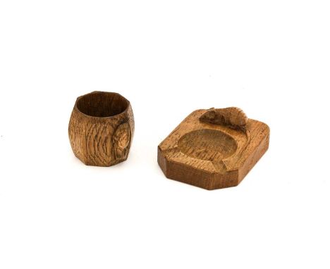 Workshop of Robert Mouseman Thompson (Kilburn): An English Oak Ashtray, of standard rectangular form, with carved mouse trade