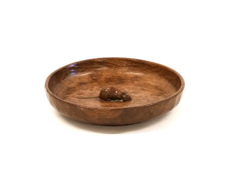 Workshop of Robert Mouseman Thompson (Kilburn): An English Oak Fruit Bowl, with carved mouse trademark to the interior, 26.5c