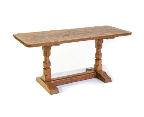 Sidney (Sid) Pollard (1914-1994) of Thirsk: An English Oak 3'6" Refectory Coffee Table, the rectangular top, on two octagonal