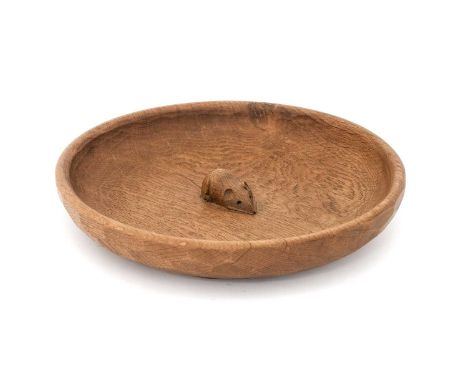 Workshop of Robert Mouseman Thompson (Kilburn): An English Oak Fruit Bowl, with carved mouse trademark to the interior, 28.5c