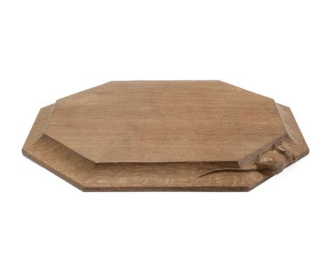 Workshop of Robert Mouseman Thompson (Kilburn): An English Oak Bread Board, of octagonal form, with carved mouse trademark, 3