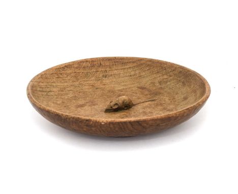 Workshop of Robert Mouseman Thompson (Kilburn): An English Oak Fruit Bowl, with carved mouse trademark to the interior, 29cm 