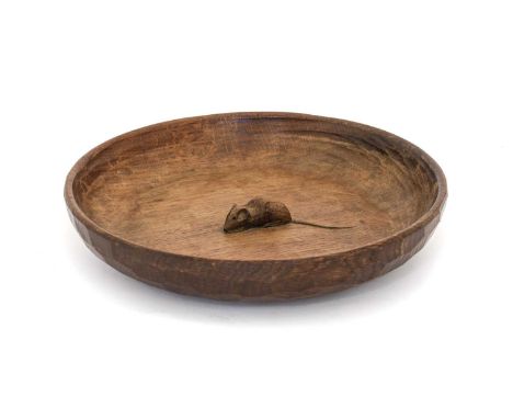 Workshop of Robert Mouseman Thompson (Kilburn): An English Oak Fruit Bowl, with carved mouse trademark to the interior, 26.5c