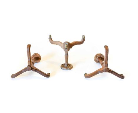 Eagleman: Albert J Jeffray (1937-2013) (Sessay): Three English Oak Three Branch Chandeliers, each with three arms with two up