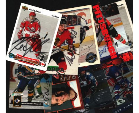 Ice Hockey signed trading card collection includes 10, great names such as Christian Dube, Chris Drury, Steve Duchesne, Gille