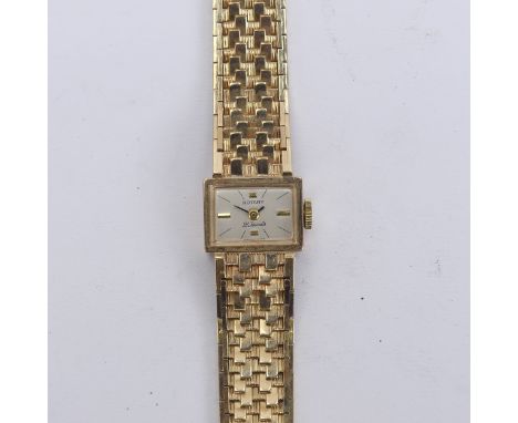 A 9ct yellow gold lady's Rotary Wristwatch,&nbsp;with 21-jewels manual wind movement, on integral 9ct gold bracelet strap, gr