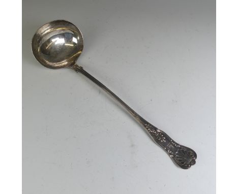 A George V silver Soup Ladle, by&nbsp;Mappin &amp; Webb Ltd., hallmarked Sheffield, 1910, Kings pattern, the handle crested, 