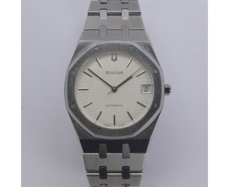A Bulova 'Royal Oak' automatic stainless steel Wristwatch, reference no. 12055, 4420101, case no. 6-157***, circa 1979,&nbsp;