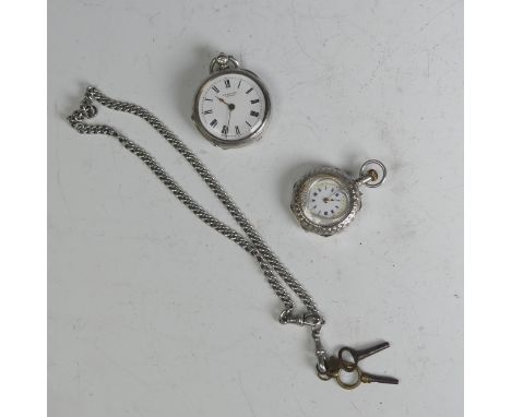 A J.W.Benson silver Pocket Watch, hallmarked London 1883, the signed white enamel dial with Roman Numerals, foliate engraved 