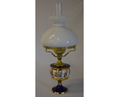 Paraffin lamp with classical figure decoration converted to electricity