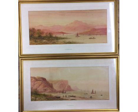 Lake & a seascape watercolours entitled Inversnaid & Tynemouth by E Lewis. Frame size 69cm by 39cm