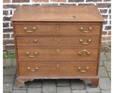 Georgian oak chest of drawers on bracket feet with brass swan neck handles (one detached & incomplete)