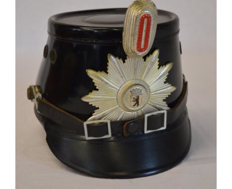 Post war German Police shako with Berlin insignia depicting the coat of arms of West Berlin inside a German polizei star