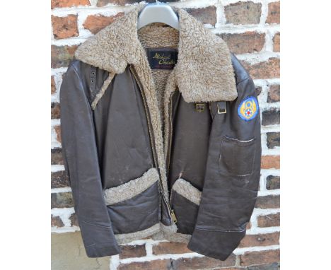 Reproduction military style flying jacket / bomber jacket with sheepskin effect trim, makers label Michael Charles sports war