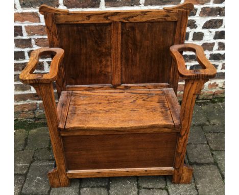 1920's oak hall bench stick stand arms H91cm W81cm