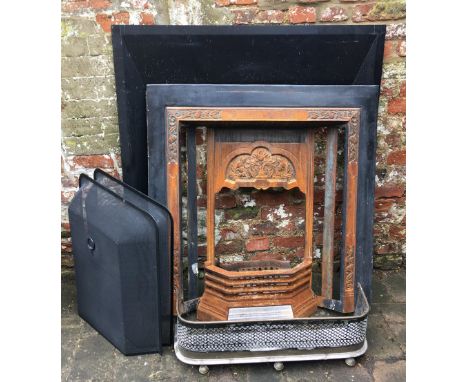 Cast iron fire surround, Victorian fender & 2 fire guards