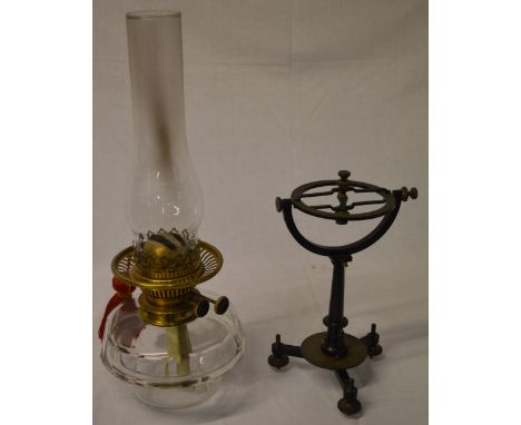 Small oil lamp and a Griffin, London scientific instrument